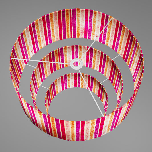 3 Tier Lamp Shade - P04 - Batik Stripes Pink, 50cm x 20cm, 40cm x 17.5cm & 30cm x 15cm