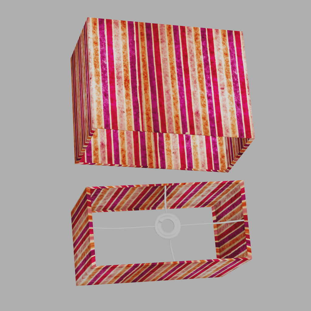 Rectangle Lamp Shade - P04 - Batik Stripes Pink, 40cm(w) x 30cm(h) x 20cm(d)