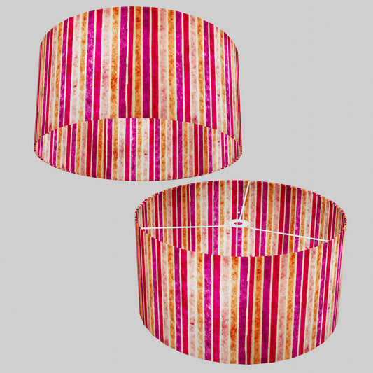 Drum Lamp Shade - P04 - Batik Stripes Pink, 50cm(d) x 25cm(h)