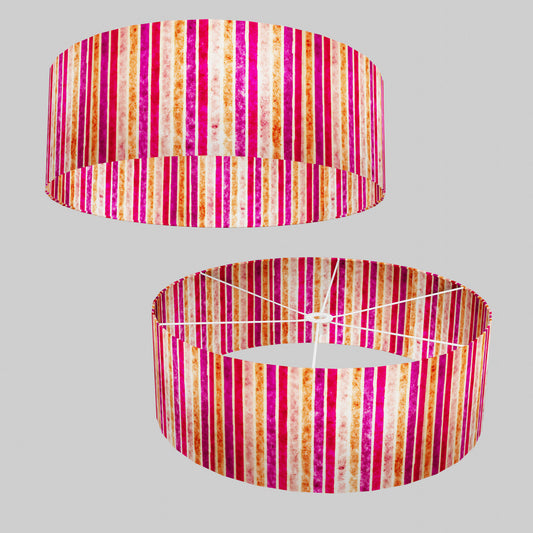 Drum Lamp Shade - P04 - Batik Stripes Pink, 60cm(d) x 20cm(h)