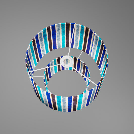 2 Tier Lamp Shade - P05 - Batik Stripes Blue, 30cm x 20cm & 20cm x 15cm