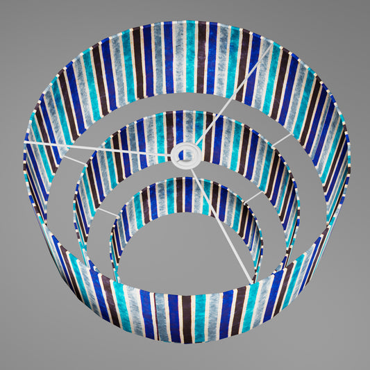 3 Tier Lamp Shade - P05 - Batik Stripes Blue, 50cm x 20cm, 40cm x 17.5cm & 30cm x 15cm