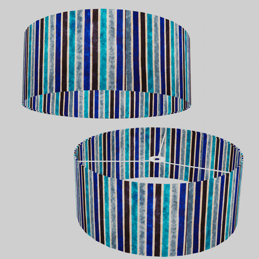 Drum Lamp Shade - P05 - Batik Stripes Blue, 50cm(d) x 25cm(h)