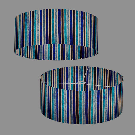 Drum Lamp Shade - P05 - Batik Stripes Blue, 50cm(d) x 20cm(h)