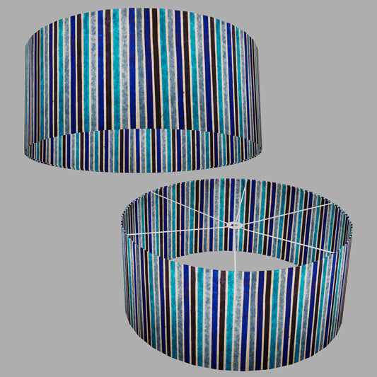 Drum Lamp Shade - P05 - Batik Stripes Blue, 70cm(d) x 30cm(h)