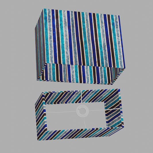 Rectangle Lamp Shade - P05 - Batik Stripes Blue, 40cm(w) x 30cm(h) x 20cm(d)