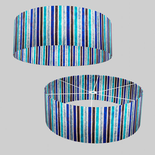 Drum Lamp Shade - P05 - Batik Stripes Blue, 60cm(d) x 20cm(h)