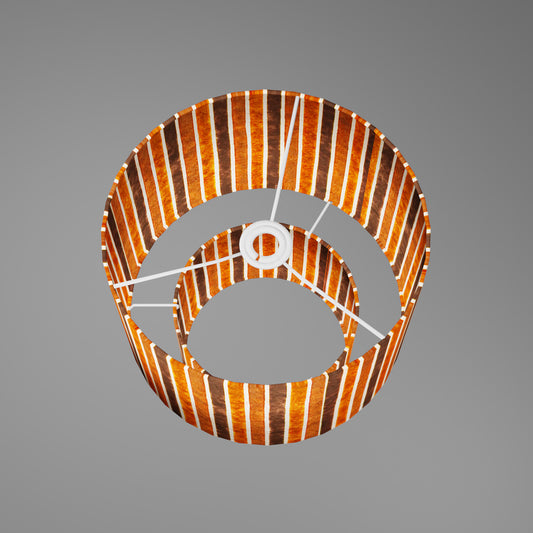 2 Tier Lamp Shade - P07 - Batik Stripes Brown, 30cm x 20cm & 20cm x 15cm