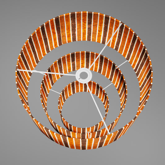 3 Tier Lamp Shade - P07 - Batik Stripes Brown, 40cm x 20cm, 30cm x 17.5cm & 20cm x 15cm