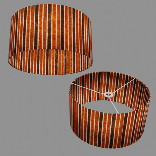 Drum Lamp Shade - P07 - Batik Stripes Brown, 40cm(d) x 20cm(h)