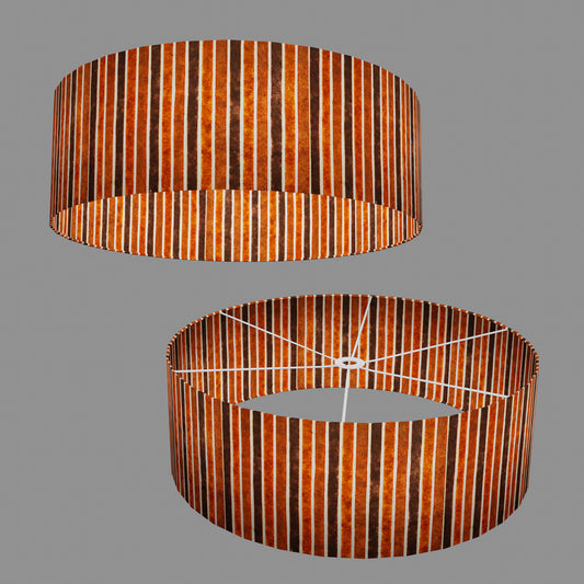 Drum Lamp Shade - P07 - Batik Stripes Brown, 60cm(d) x 20cm(h)