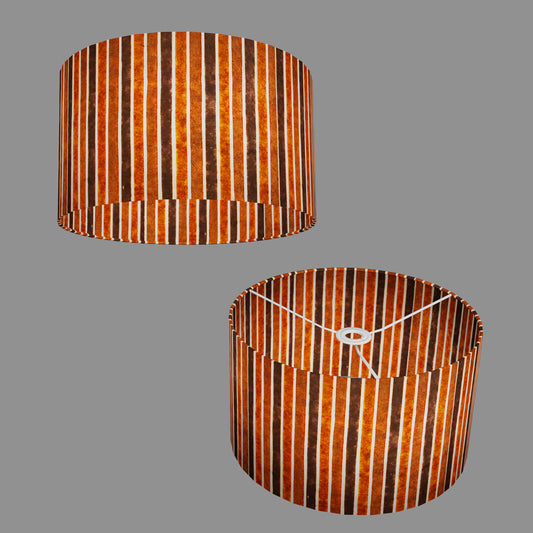 Drum Lamp Shade - P07 - Batik Stripes Brown, 35cm(d) x 20cm(h)