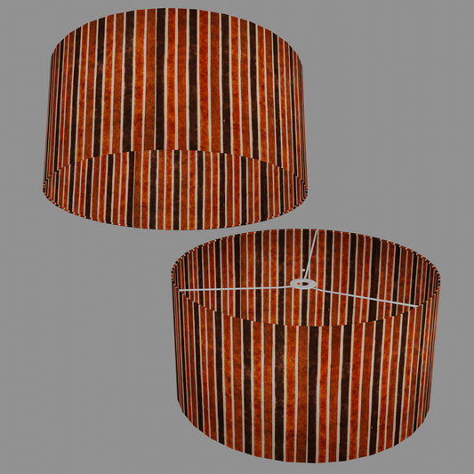 Drum Lamp Shade - P07 - Batik Stripes Brown, 50cm(d) x 25cm(h)