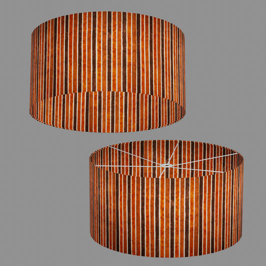 Drum Lamp Shade - P07 - Batik Stripes Brown, 60cm(d) x 30cm(h)