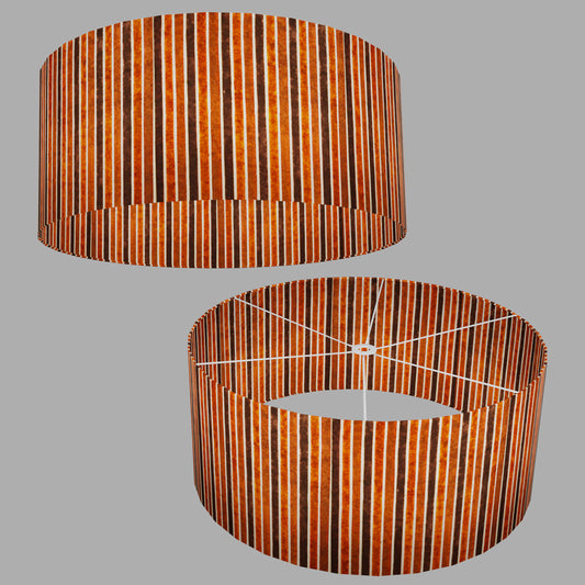 Drum Lamp Shade - P07 - Batik Stripes Brown, 70cm(d) x 30cm(h)