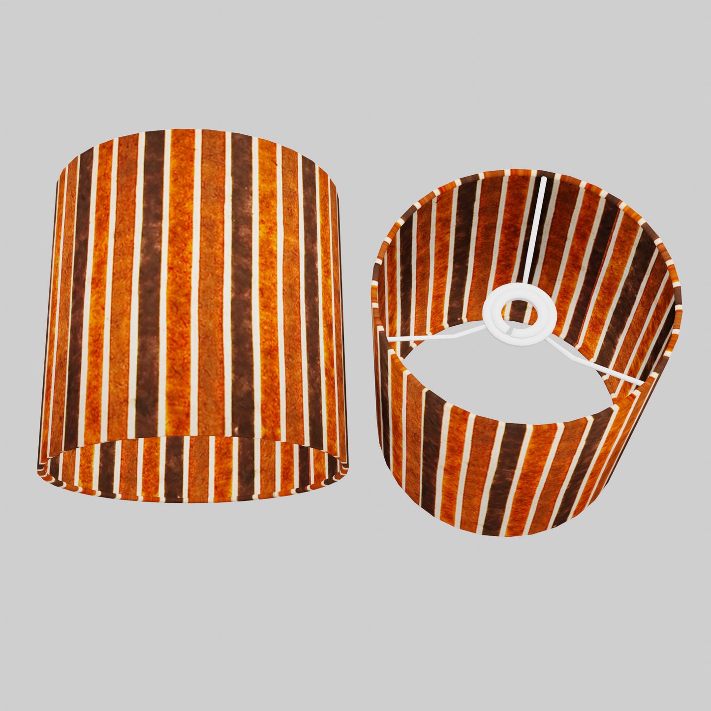 Drum Lamp Shade - P07 - Batik Stripes Brown, 20cm(d) x 20cm(h)