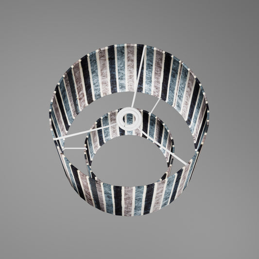 2 Tier Lamp Shade - P08 - Batik Stripes Grey, 30cm x 20cm & 20cm x 15cm