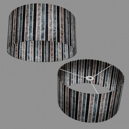 Drum Lamp Shade - P08 - Batik Stripes Grey, 40cm(d) x 20cm(h)