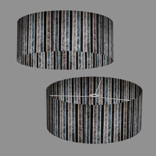 Drum Lamp Shade - P08 - Batik Stripes Grey, 50cm(d) x 20cm(h)
