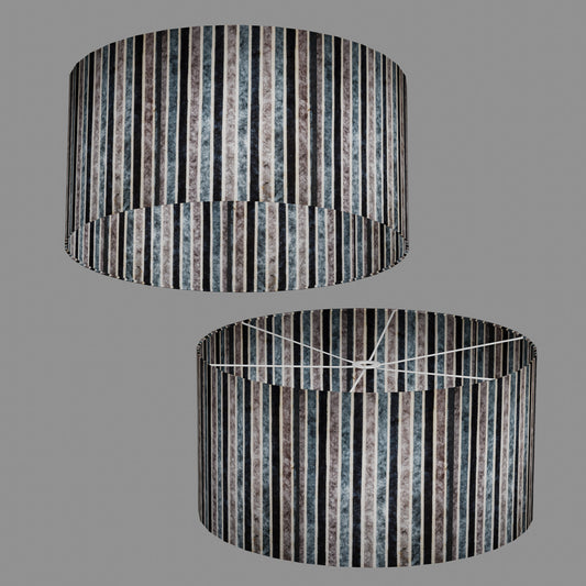 Drum Lamp Shade - P08 - Batik Stripes Grey, 60cm(d) x 30cm(h)