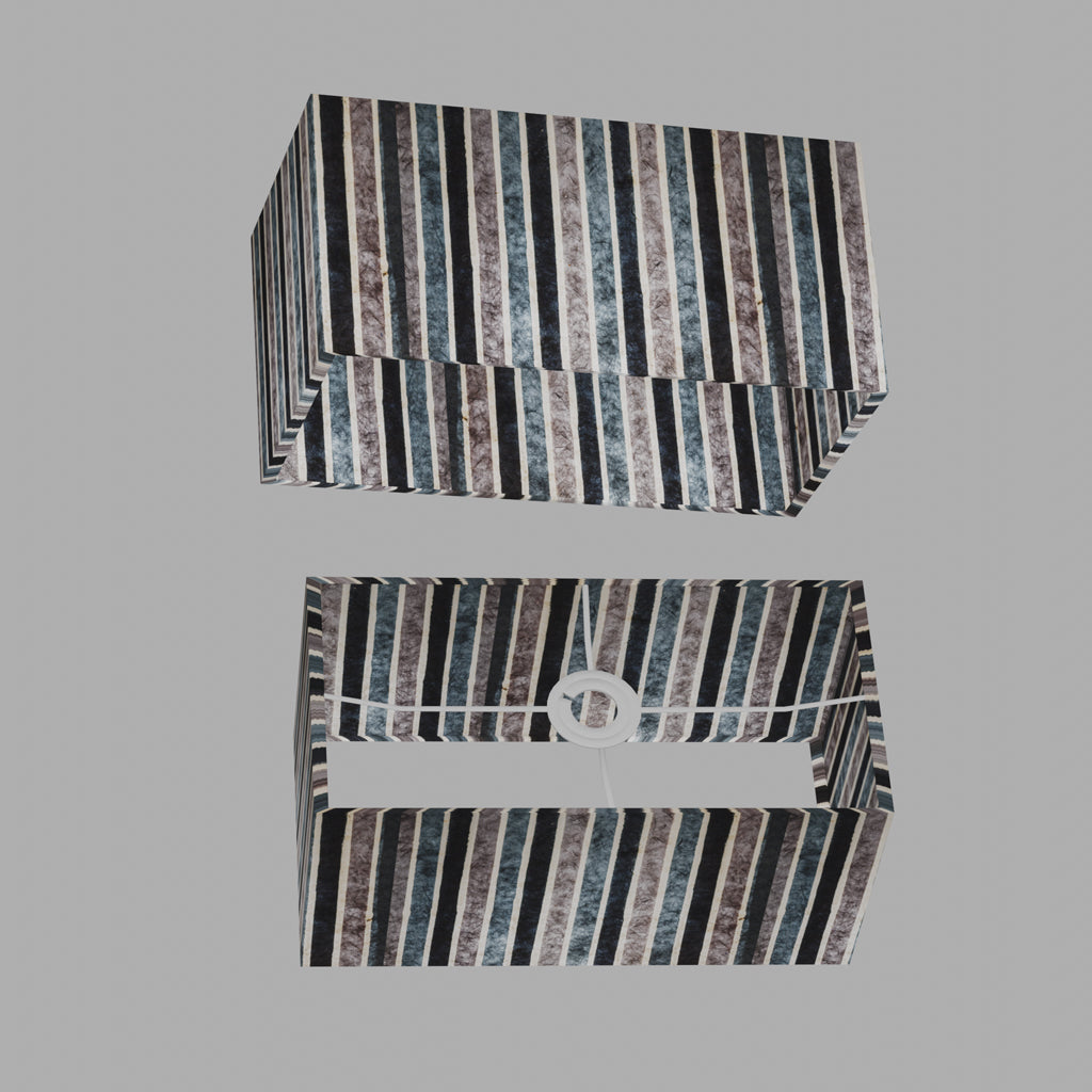 Rectangle Lamp Shade - P08 - Batik Stripes Grey, 40cm(w) x 20cm(h) x 20cm(d)