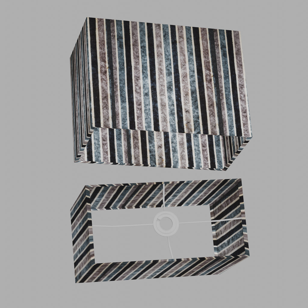 Rectangle Lamp Shade - P08 - Batik Stripes Grey, 40cm(w) x 30cm(h) x 20cm(d)