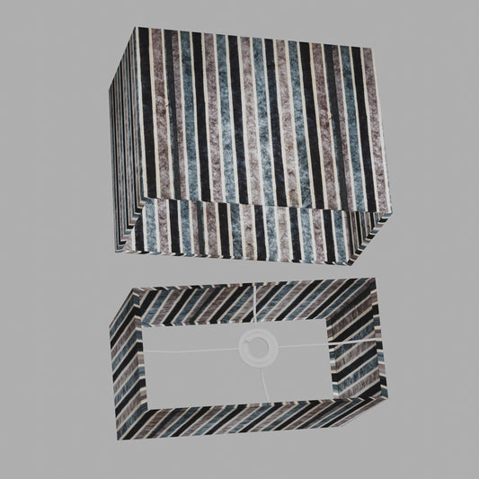 Rectangle Lamp Shade - P08 - Batik Stripes Grey, 40cm(w) x 30cm(h) x 20cm(d)