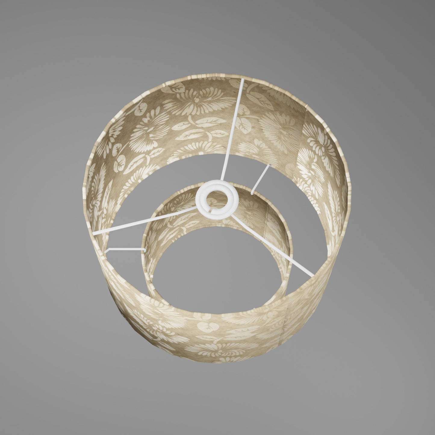 2 Tier Lamp Shade - P09 - Batik Peony on Natural, 30cm x 20cm & 20cm x 15cm