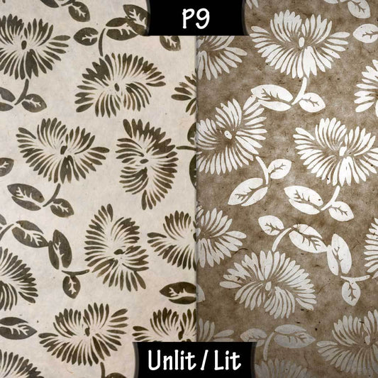 Drum Lamp Shade - P09 - Batik Peony on Natural, 20cm(d) x 20cm(h) - Imbue Lighting