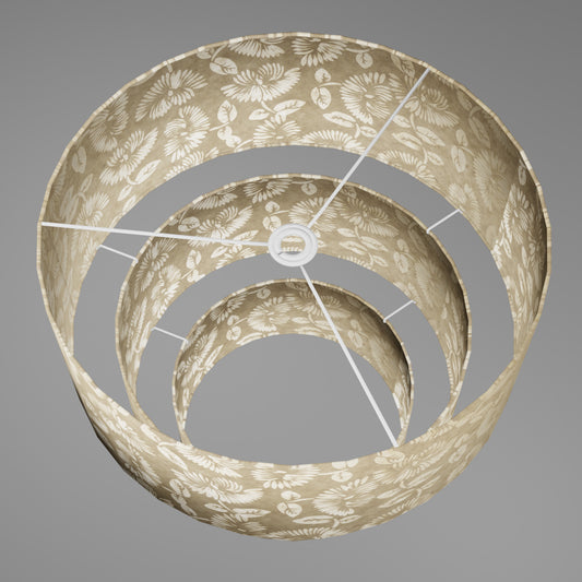3 Tier Lamp Shade - P09 - Batik Peony on Natural, 50cm x 20cm, 40cm x 17.5cm & 30cm x 15cm