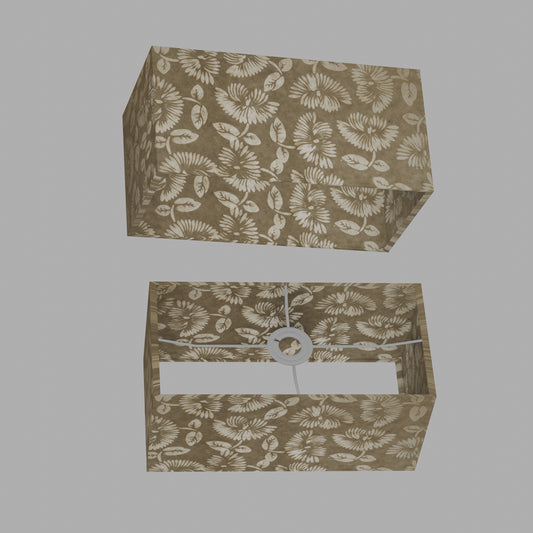 Rectangle Lamp Shade - P09 - Batik Peony on Natural, 40cm(w) x 20cm(h) x 20cm(d)