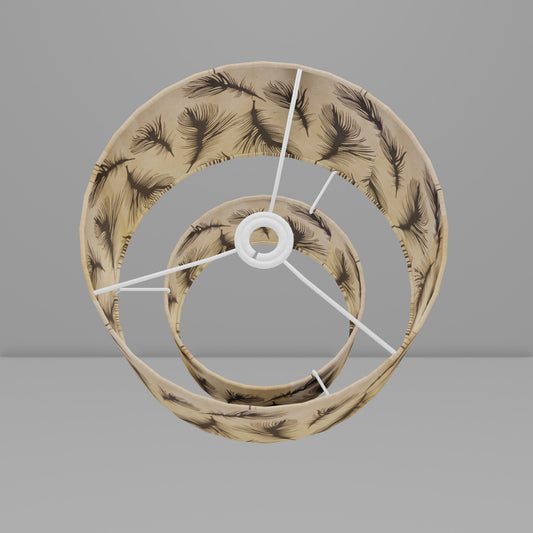 2 Tier Lamp Shade - B102 - Black Feather, 30cm x 20cm & 20cm x 15cm