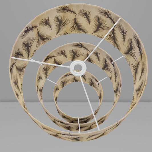 3 Tier Lamp Shade - B102 - Black Feather, 40cm x 20cm, 30cm x 17.5cm & 20cm x 15cm