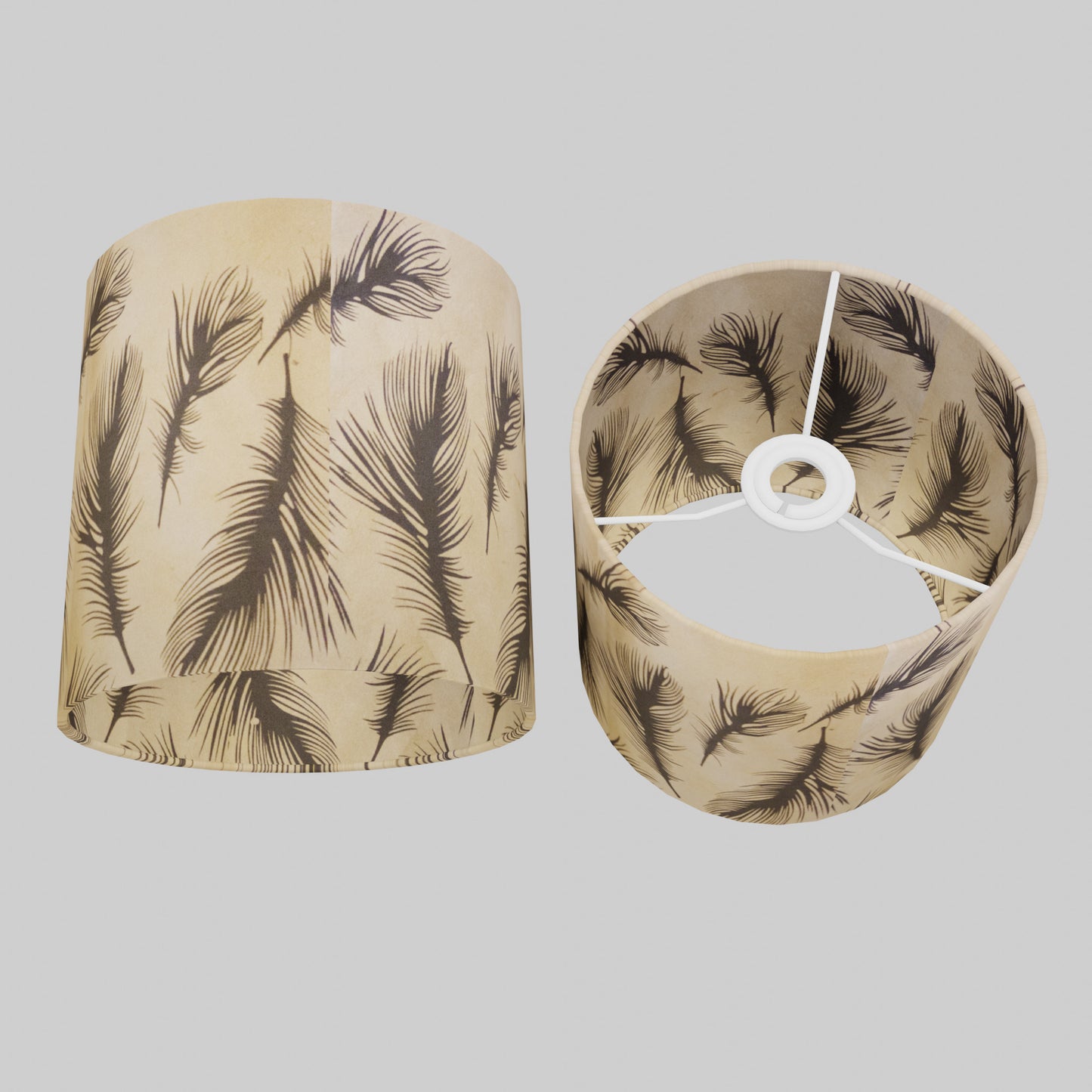 Drum Lamp Shade - B102 - Black Feather, 20cm(d) x 20cm(h)