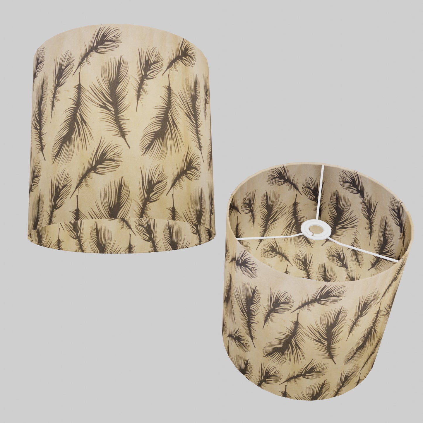 Drum Lamp Shade - B102 - Black Feather, 30cm(d) x 30cm(h)