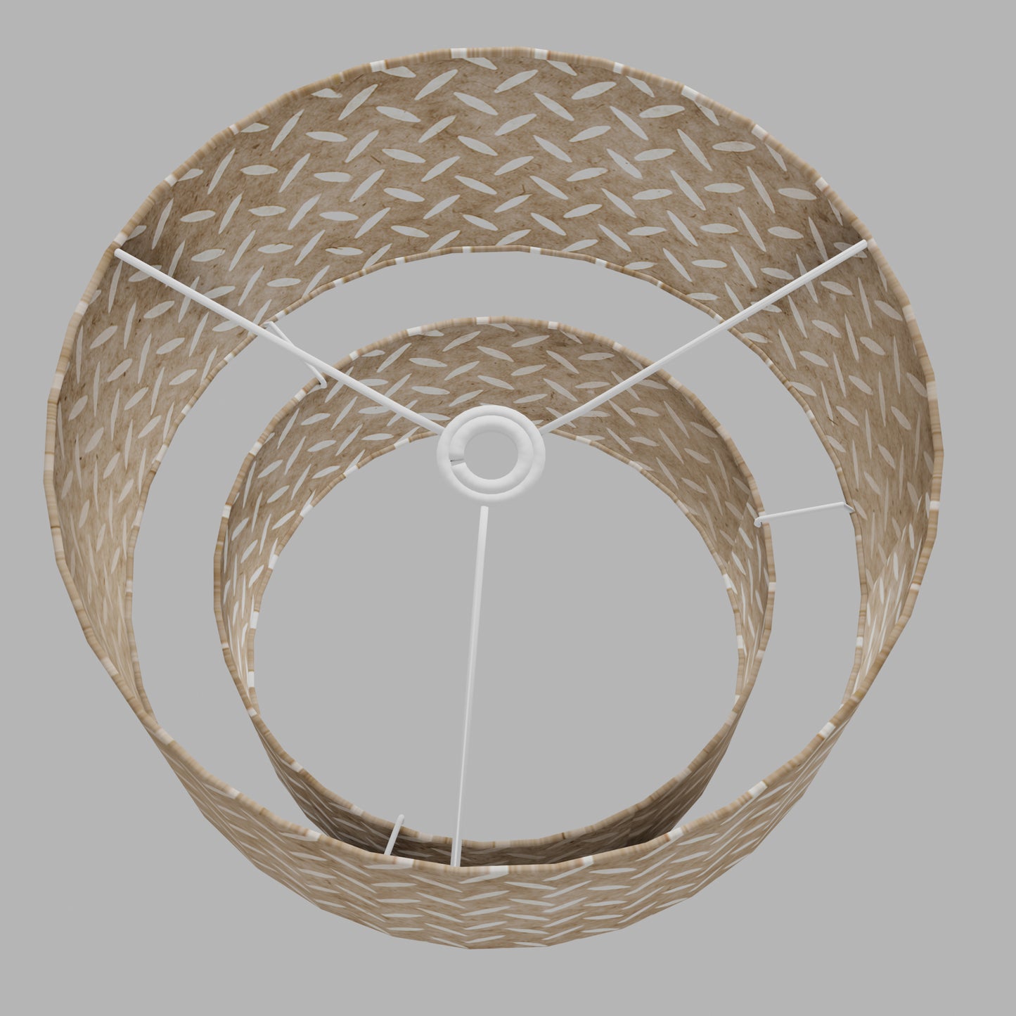 2 Tier Lamp Shade - P10 - Batik Tread Plate Natural, 40cm x 20cm & 30cm x 15cm