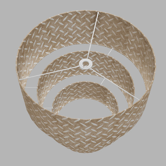 3 Tier Lamp Shade - P10 - Batik Tread Plate Natural, 50cm x 20cm, 40cm x 17.5cm & 30cm x 15cm