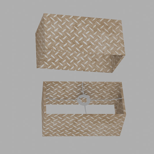 Rectangle Lamp Shade - P10 - Batik Tread Plate Natural, 40cm(w) x 20cm(h) x 20cm(d)