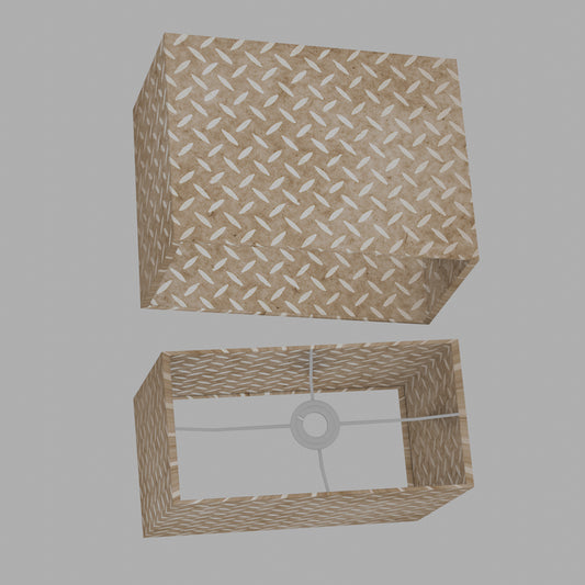 Rectangle Lamp Shade - P10 - Batik Tread Plate Natural, 40cm(w) x 30cm(h) x 20cm(d)