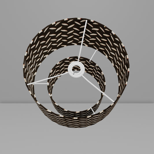 2 Tier Lamp Shade - P11 - Batik Tread Plate Black, 30cm x 20cm & 20cm x 15cm