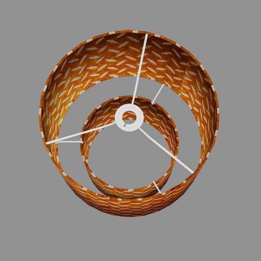 2 Tier Lamp Shade - P12 - Batik Tread Plate Brown, 30cm x 20cm & 20cm x 15cm