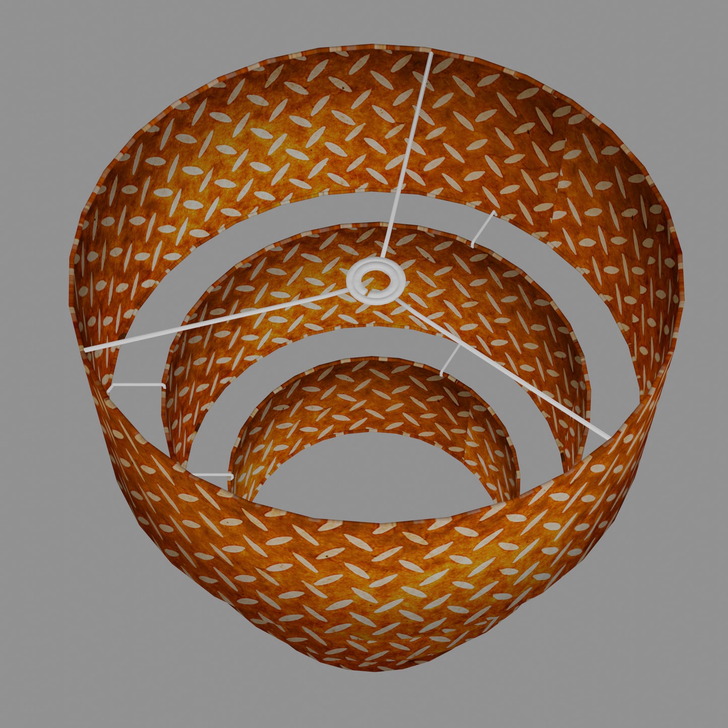 3 Tier Lamp Shade - P12 - Batik Tread Plate Brown, 50cm x 20cm, 40cm x 17.5cm & 30cm x 15cm