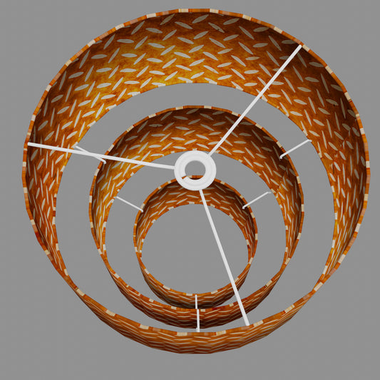 3 Tier Lamp Shade - P12 - Batik Tread Plate Brown, 40cm x 20cm, 30cm x 17.5cm & 20cm x 15cm