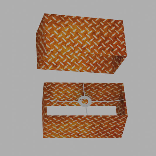 Rectangle Lamp Shade - P12 - Batik Tread Plate Brown, 40cm(w) x 20cm(h) x 20cm(d)