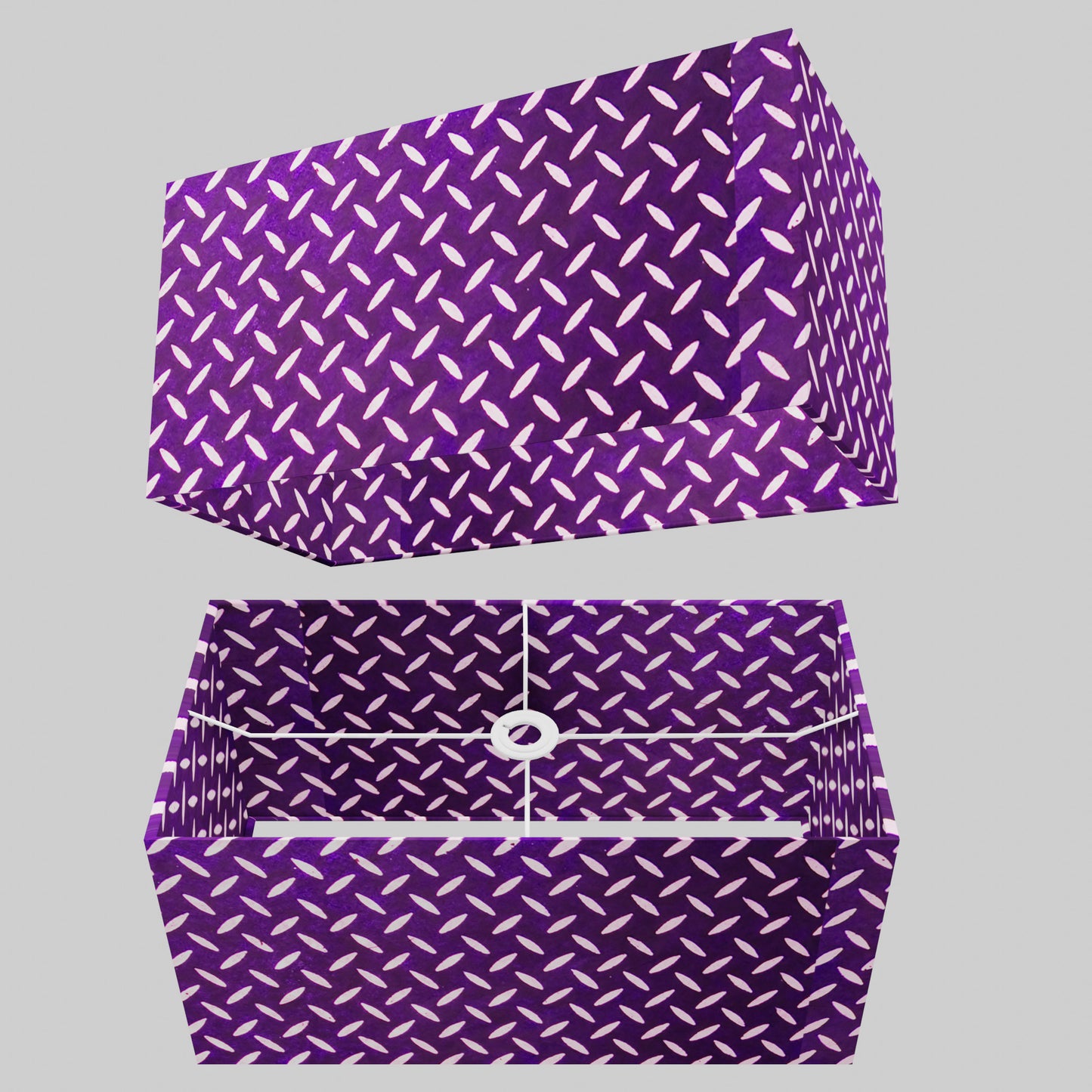 Rectangle Lamp Shade - P13 - Batik Tread Plate Purple, 50cm(w) x 25cm(h) x 25cm(d)