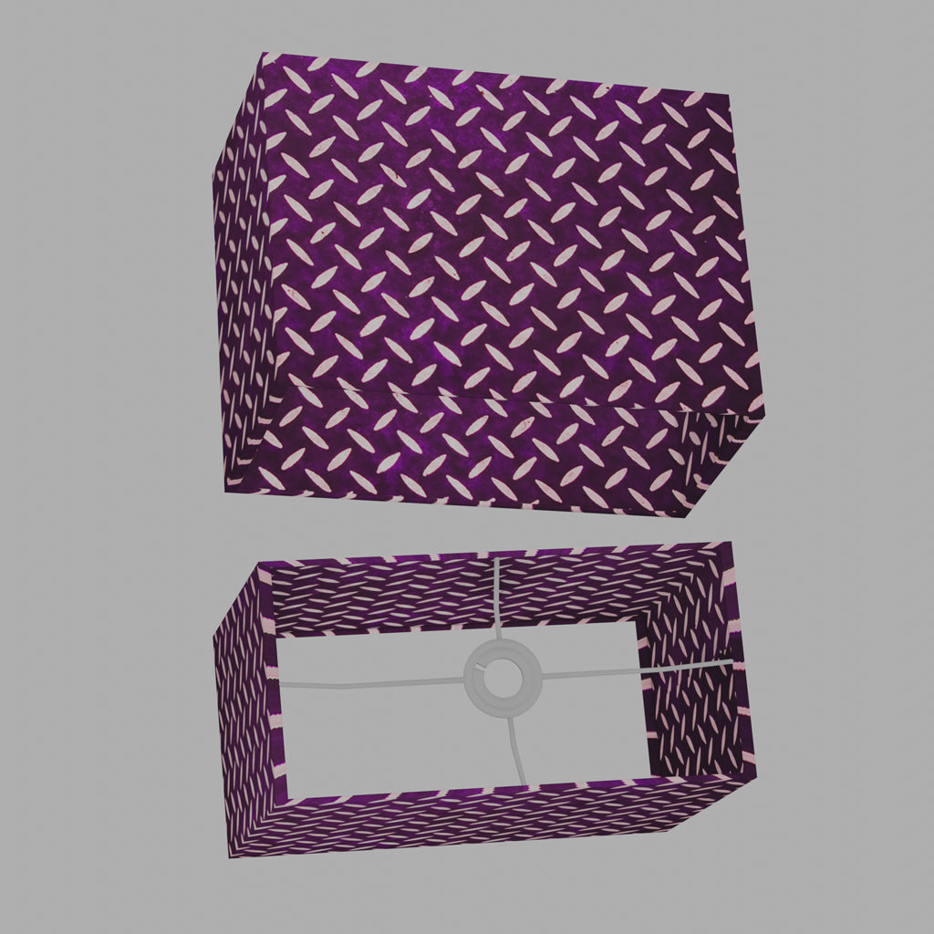 Rectangle Lamp Shade - P13 - Batik Tread Plate Purple, 40cm(w) x 30cm(h) x 20cm(d)