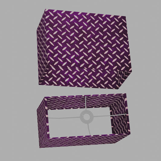Rectangle Lamp Shade - P13 - Batik Tread Plate Purple, 40cm(w) x 30cm(h) x 20cm(d)