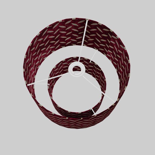 2 Tier Lamp Shade - P14 - Batik Tread Plate Cranberry, 30cm x 20cm & 20cm x 15cm