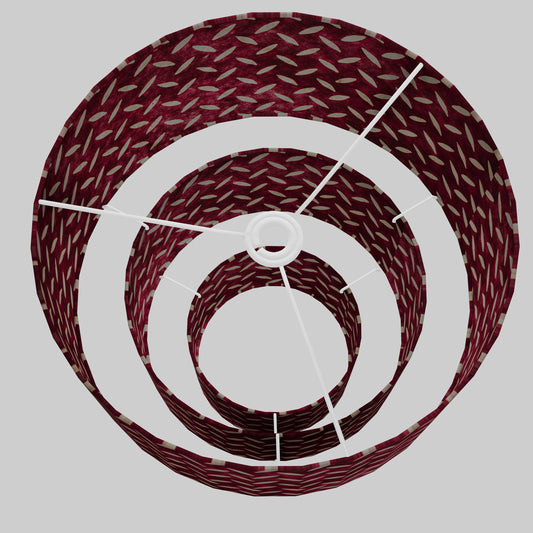 3 Tier Lamp Shade - P14 - Batik Tread Plate Cranberry, 40cm x 20cm, 30cm x 17.5cm & 20cm x 15cm