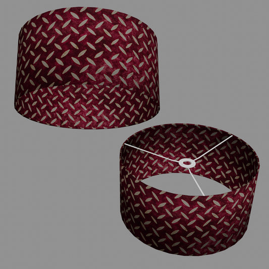 Drum Lamp Shade - P14 - Batik Tread Plate Cranberry, 40cm(d) x 20cm(h)